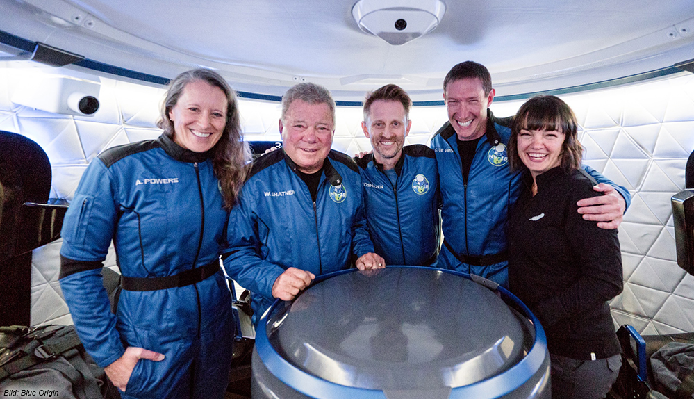 "Star Trek"-Star William Shatner mit der „New Shepard“-Crew von Blue Origin