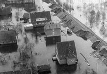 Bild von den Deichschäden der Sturmflut 1962