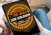 Tablet mit Top Deals Logo