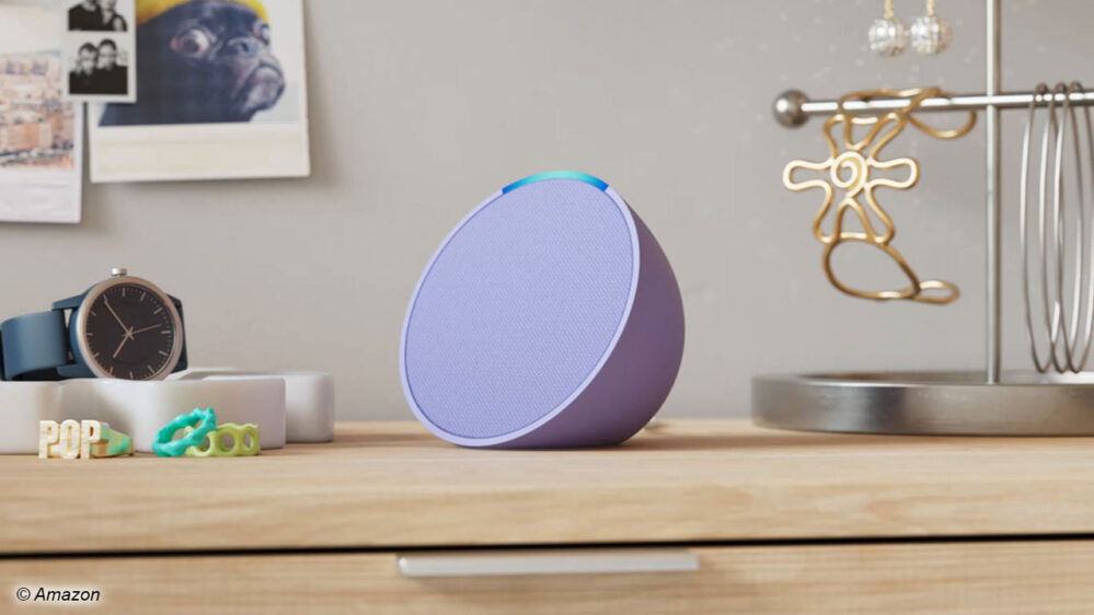 Der Echo Pop, hier in der Farbe Lavendel, ist das neue Modell der Flotte von Alexa-Lautsprechern