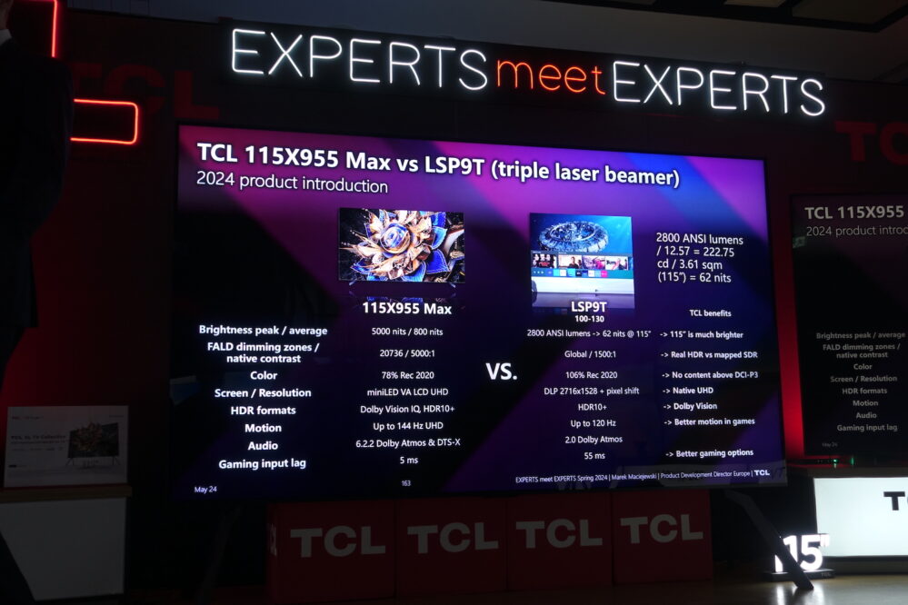 TCL X955 comparison Laser TV