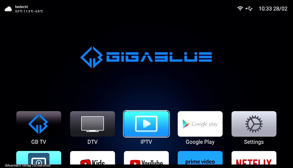 Gigablue X1 Plus 4K - Hauptmenü