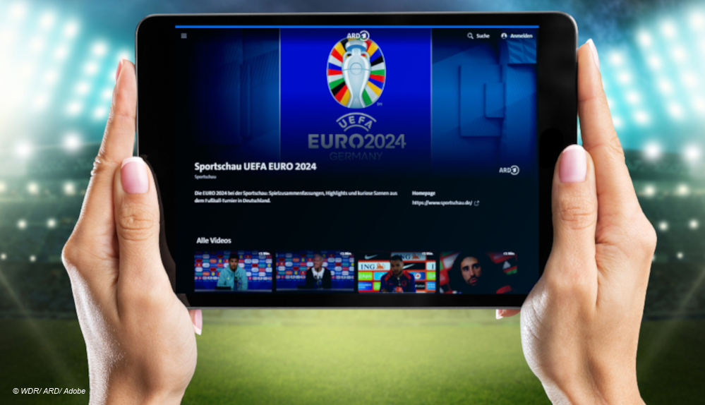 Tablet mit ARD UEFA Inhalten