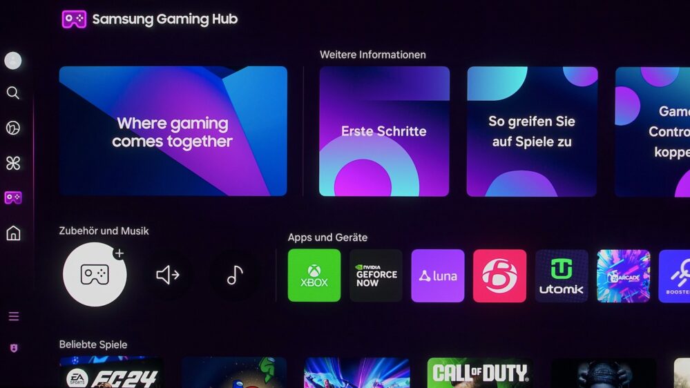 Samsung S95D Gaming Homescreen