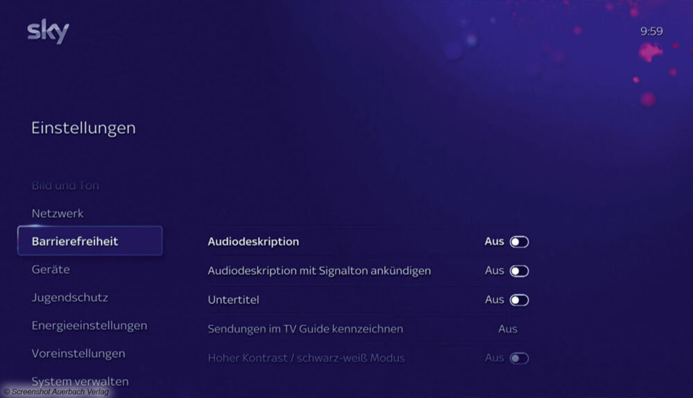 Sehebehinderte können, wie schon von Sky Q bekannt, die Optik der Box anpassen. Inklusion wird auch im Bereich Sprachausgabe und Untertitel großgeschrieben