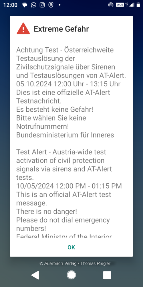 Erstmals wurde in Österreich auch die Alamierung per Smartphone getestet