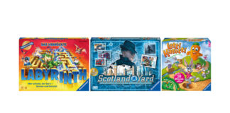 Die Ravensburger Spiele "Das verrückte Labyrinth", "Scotland Yard" und "Lotti Karotti"