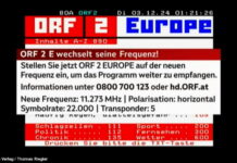 Seit dem 3. Dezember gibt es auf ORF2 E Hinweise zum Frequenzwechsel