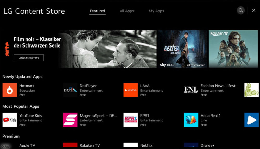Arte-App im LG Store