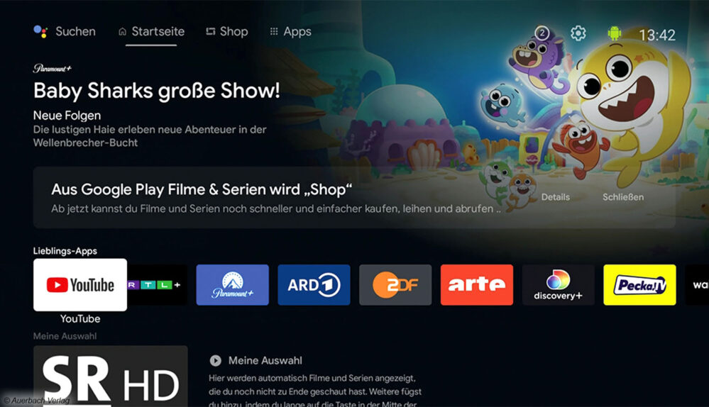 Wird die Home-Taste gedrückt, gelangt der Nutzer direkt auf die Google-Startseite und kann von dort aus allen verfügbaren Apps auf dem HD+-IP-Stick auswählen und diese nutzen