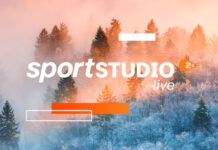 Sportstudio Logo vor Winterwald