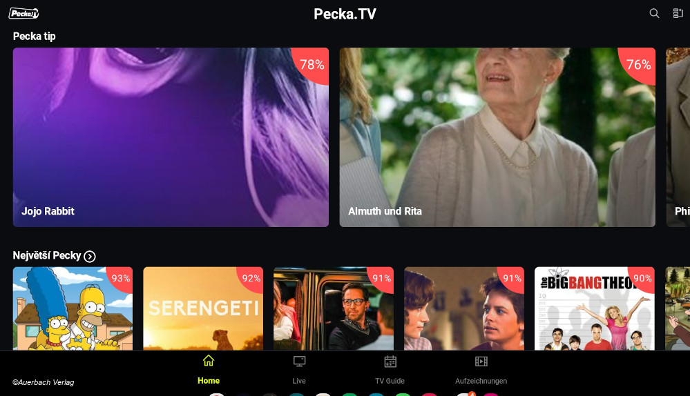 Pecka.TV, Startseite