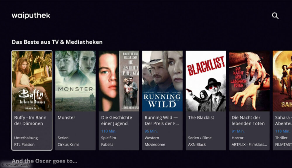 Die Waiputhek verfügt über eine Schnellstarttaste auf der Fernbedienung und bündelt die Mediathekenangebote verschiedener Sender